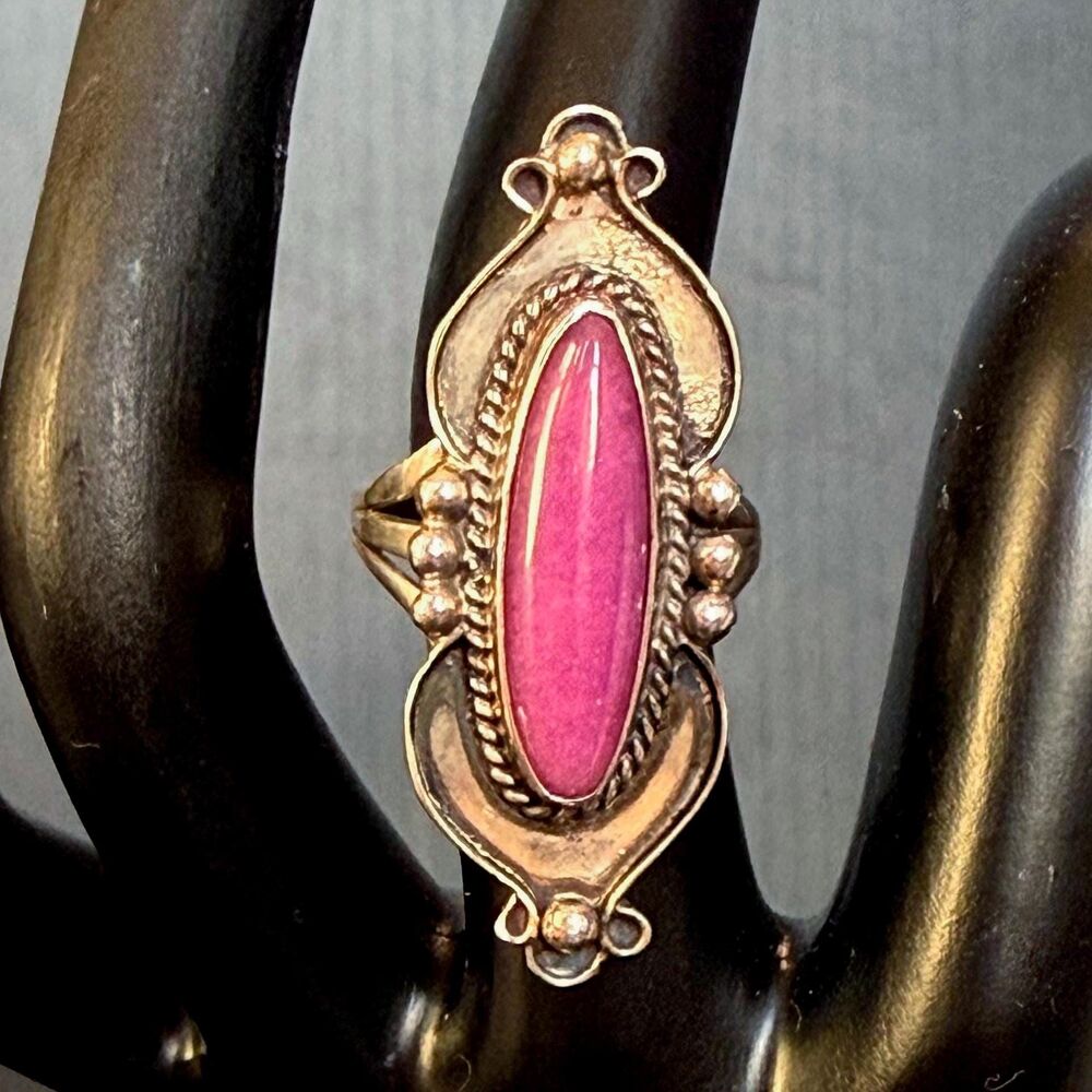 GRACE & GILO NAKAI Navajo Sterling Silver Signed Native American Purple Ring 6.5